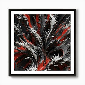 Abstract Black And Red Painting 1 Art Print