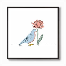 Dove With Flower Art Print