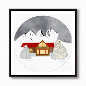 House In The Mountain Square Art Print