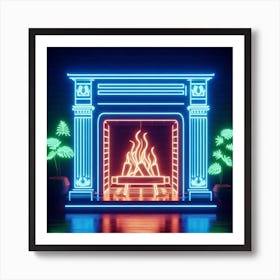 Neon Fireplace Art Print