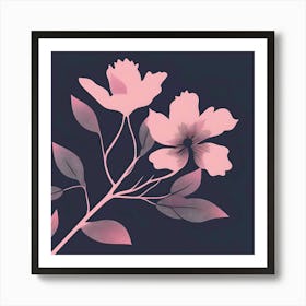 Pink flower with dark purple background Art Print