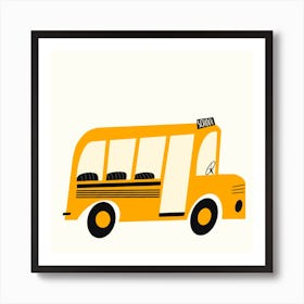 All Together School Bus Square Art Print