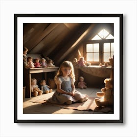 Young Child In Attic Art Print