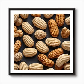 Nut Nuts On A Black Background Art Print