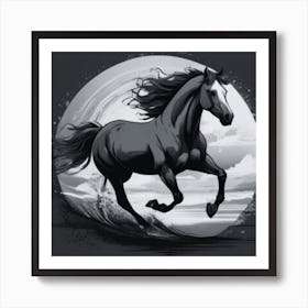 Horse In The Moonlight 1 Art Print