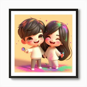 Holi Couple 6 Art Print