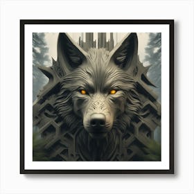 Wolf In The Woods 58 Art Print