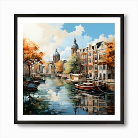 Ephemeral Elegance Amsterdam S Summer Symphony On The Canal Art Print