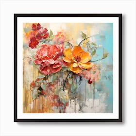 Vintage Bright Flowers 3 Art Print