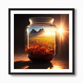 Glass Jar With Flowers Art Print