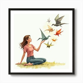 Origami Birds Art Print