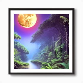 Full Moon In The Jungle 39 Art Print