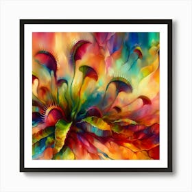 Abstract, Ethereal Venus Flytrap Hues Art Print