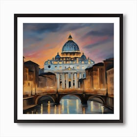 St Peter'S Cathedral At Dusk Art Print