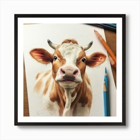 Cow Drawing 2 Art Print