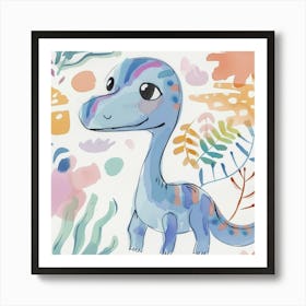 Troodon Dinosaur Muted Pastels Pattern  2 Art Print