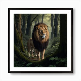 Lion In The Forest Art Print