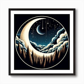 Moon And Clouds Art Print