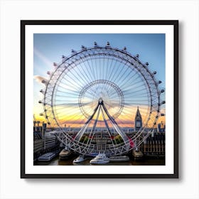 London Eye At Sunset Art Print