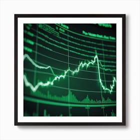 Stock Market Bull Market Trading Up Trend Of Graph Green Background Rising Price 5 Art Print