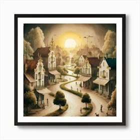 Village At Sunset Poster