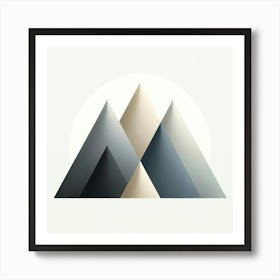 "Minimalist Peaks"   Abstract mountains rise in a play of light and shadow, their forms a study of simplicity and elegance. This minimalist piece, with its soothing neutral palette, captures the essence of stillness and the beauty of the ascent. It's an understated yet profound visual that complements any modern interior with its clean lines and calming presence. Art Print