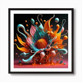 3d splash flowers spring 1 Art Print