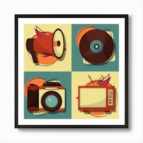 Retro Icon Set Art Print