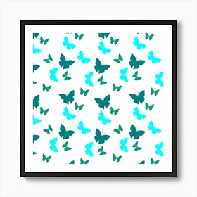 Butterflies On A White Background Art Print