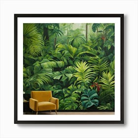Oil Painted Realistic Mural Of Green Tropical Rain (5) Art Print