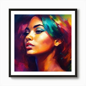 Colorful Portrait Of A Woman Face Art Print