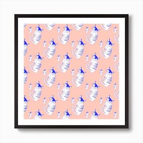 Cat Peach Pattern Art Print