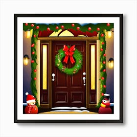 Christmas Decoration On Home Door (37) Art Print