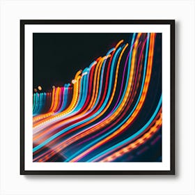 Blurry Street Lights At Night Art Print