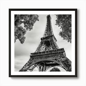 Eiffel Tower In Black And White 1 Art Print