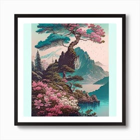 One Tree On The Top Of The Mountain Towering Art Print