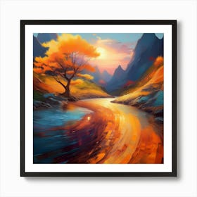 Autumn Landscape Painting 1 Art Print