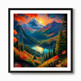 Sunset In The Mountains Art Print