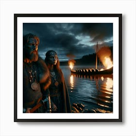 Viking Longboat Funeral Art Print