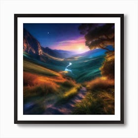 Sunset In The Mountains 48 Art Print