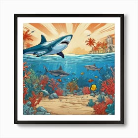 Default Aquarium With Coral Fishsome Shark Fishes View From Th 1 (1) Art Print