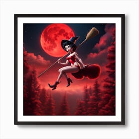 Broomstick Witch Art Print