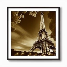 Eiffel Tower In Sepia 1 Art Print