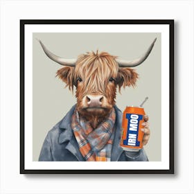 Highland Cow Irn Moo New Art Print