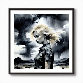 Girl In The Rain Art Print