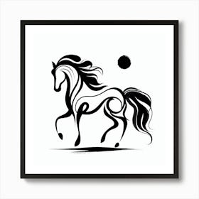 Horse In Black And White 1 Art Print