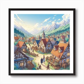 Village In The Mountains Affiche