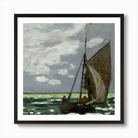 Sailboat In Rough Seas Art Print