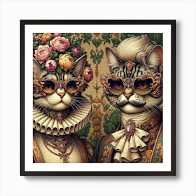 Victorian Cats 3 Art Print
