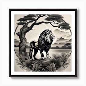 Lion In The Forest 59 Art Print